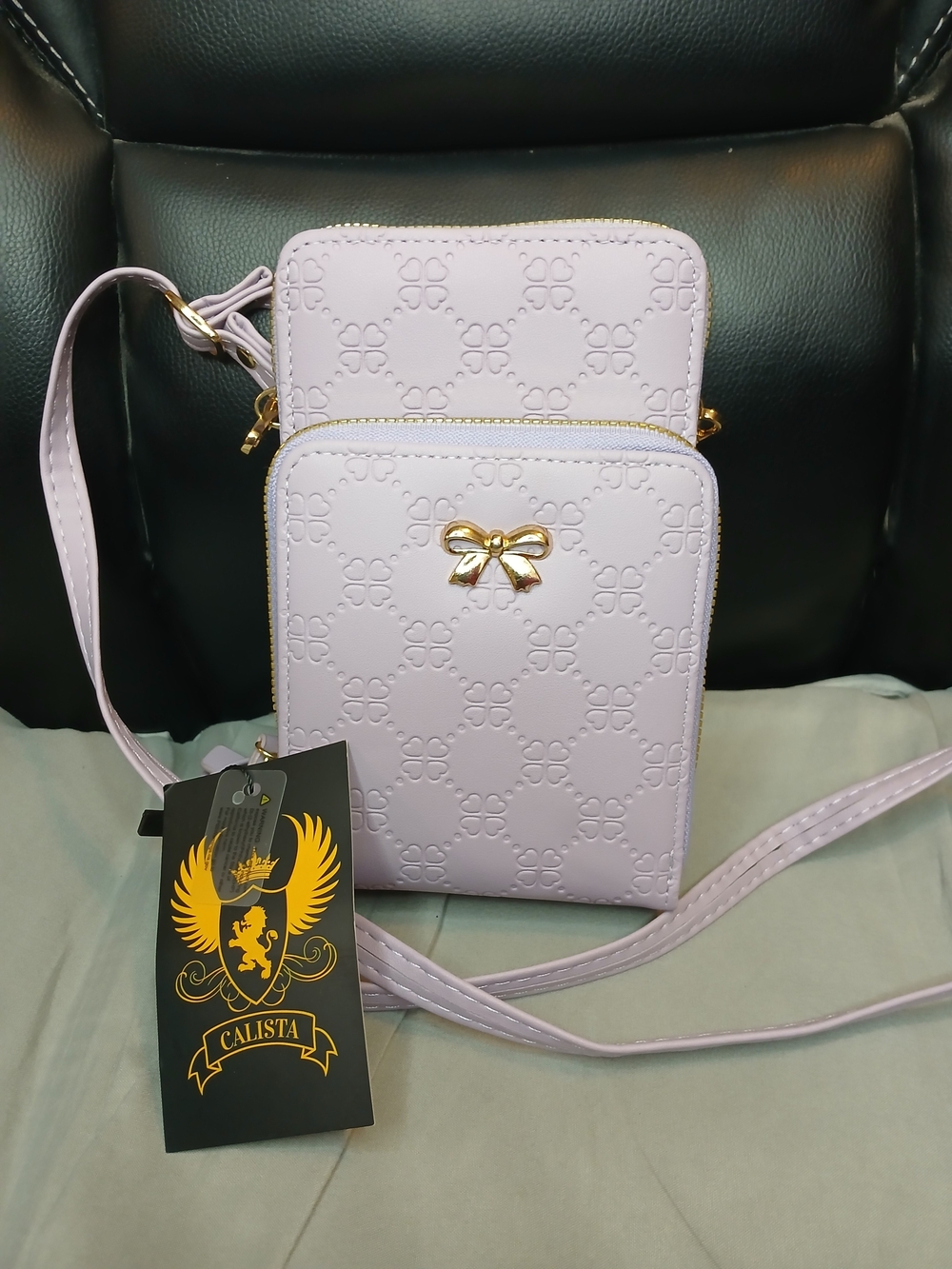 Calista Lilac Crossbody Phone Bag with Bow Accent